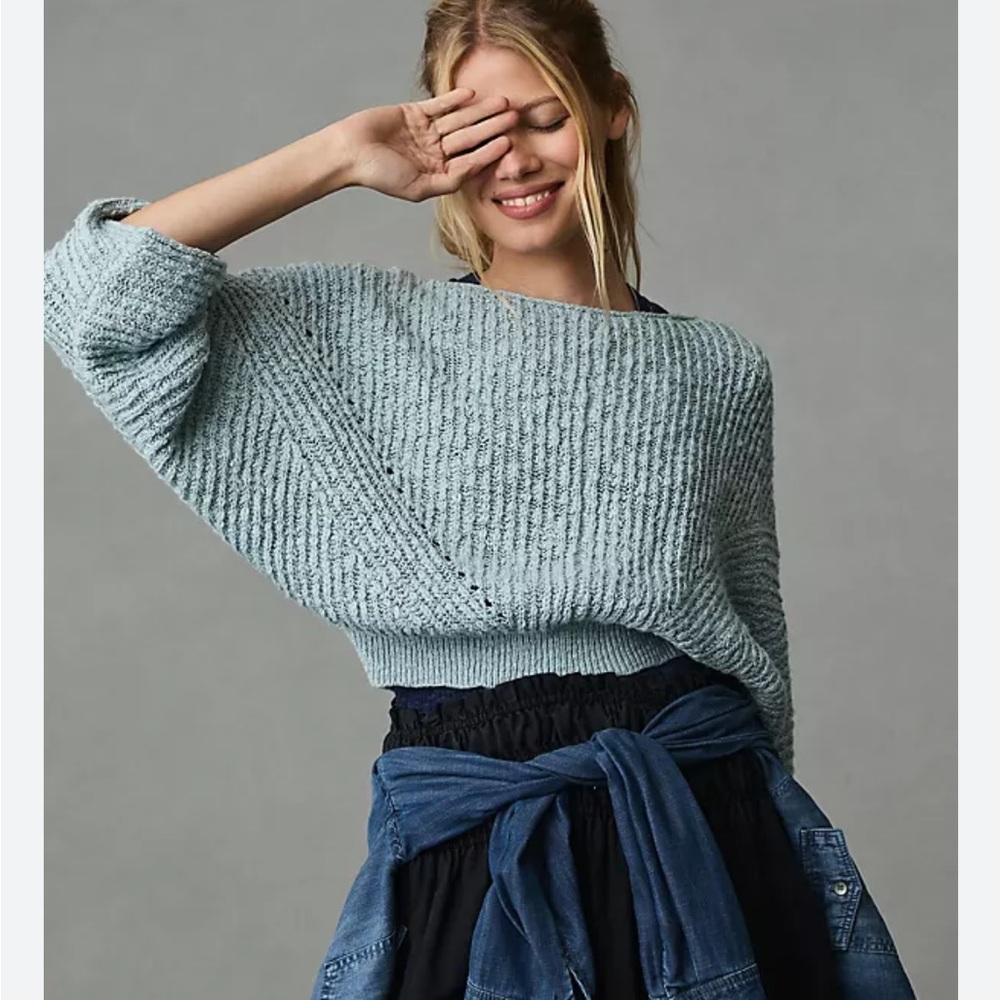 Anthropologie Cropped oversized Batwing Sweater
